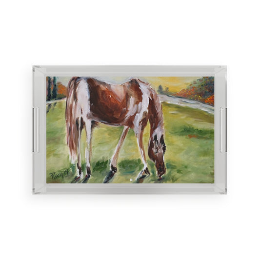 "Lazy Grazing" Horse  Acrylic Tray