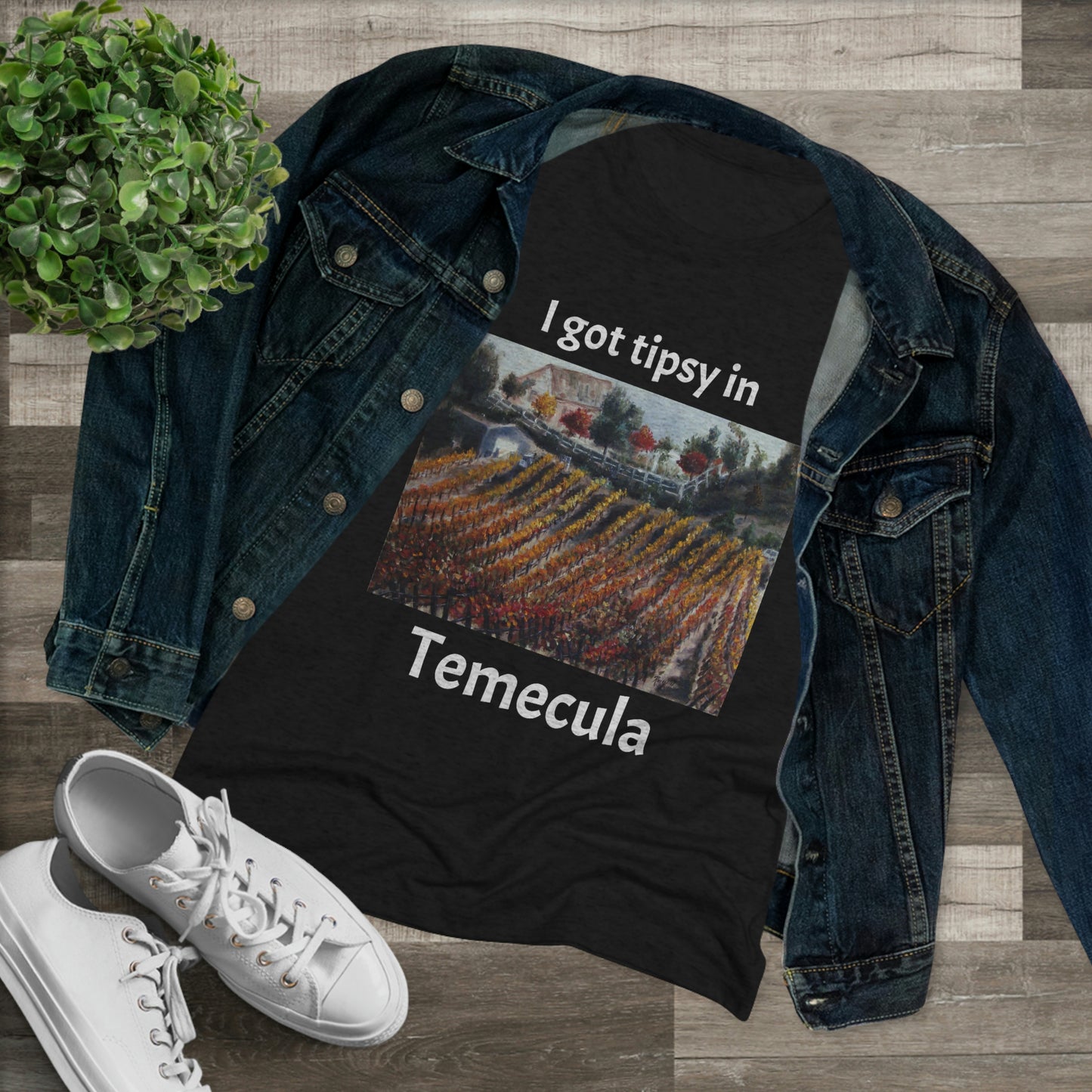Je me suis ivre dans le tee-shirt Triblend ajusté pour femmes de Temecula, souvenir du tee-shirt Temecula avec « Vinedmia Winery in Autumn »