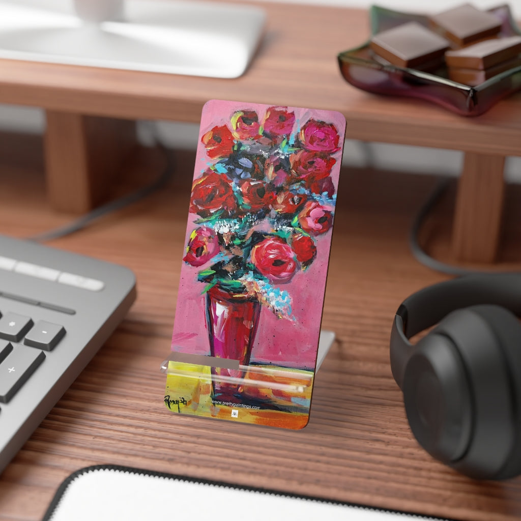 Fluffy Red Roses Phone Stand