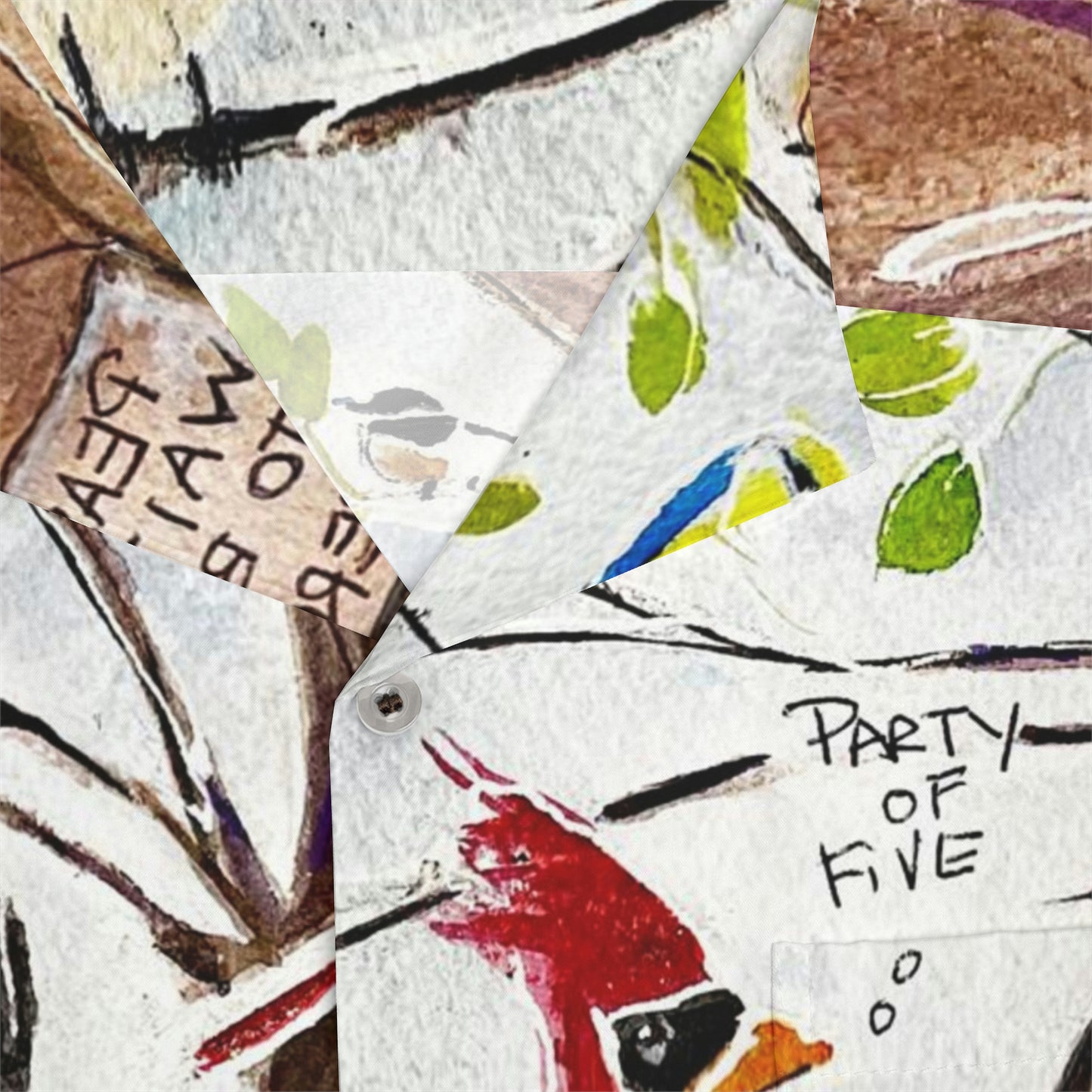 Fête de cinq oiseaux au restaurant Tree Painting Chemise hawaïenne pour hommes