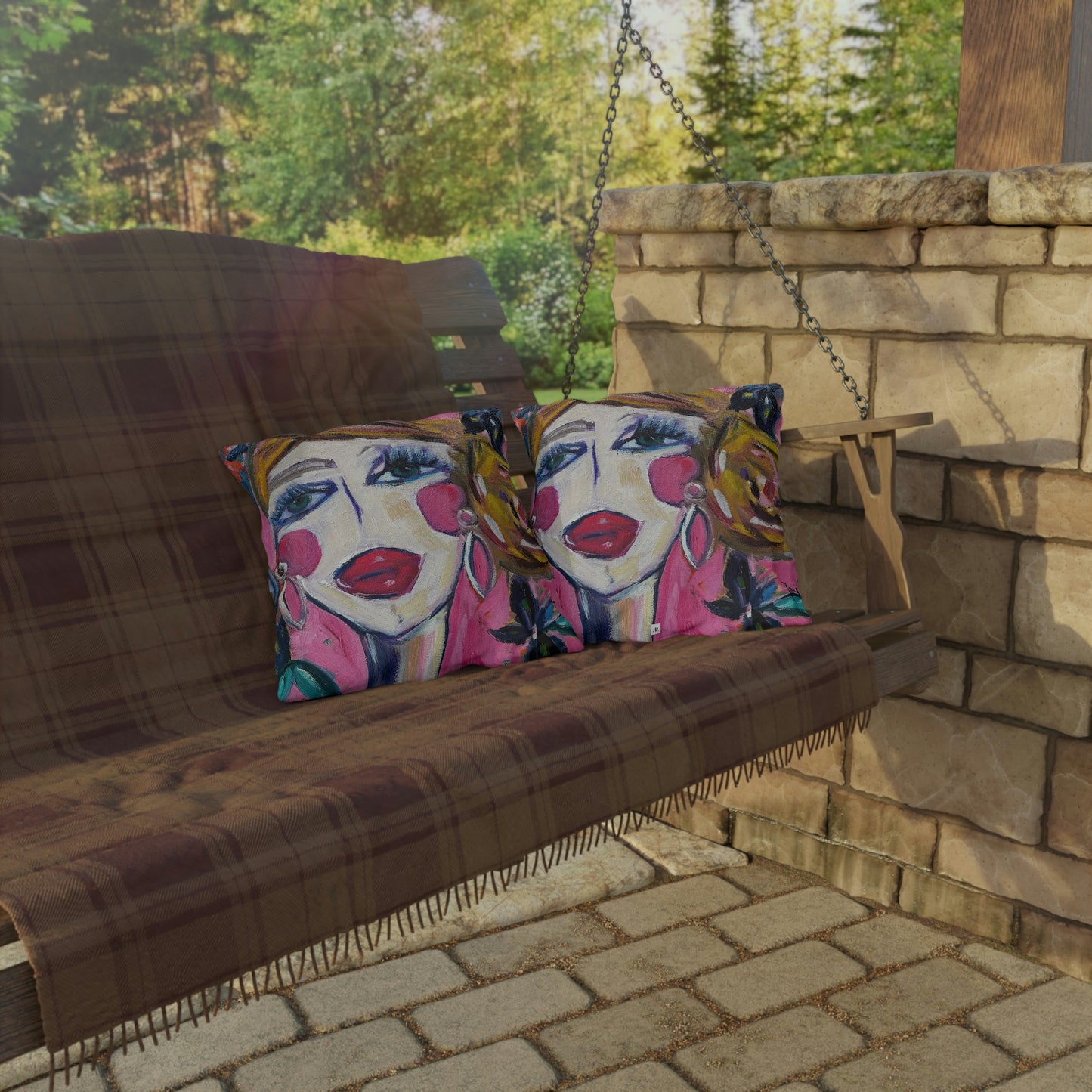 Lady with Irises Outdoor Pillows