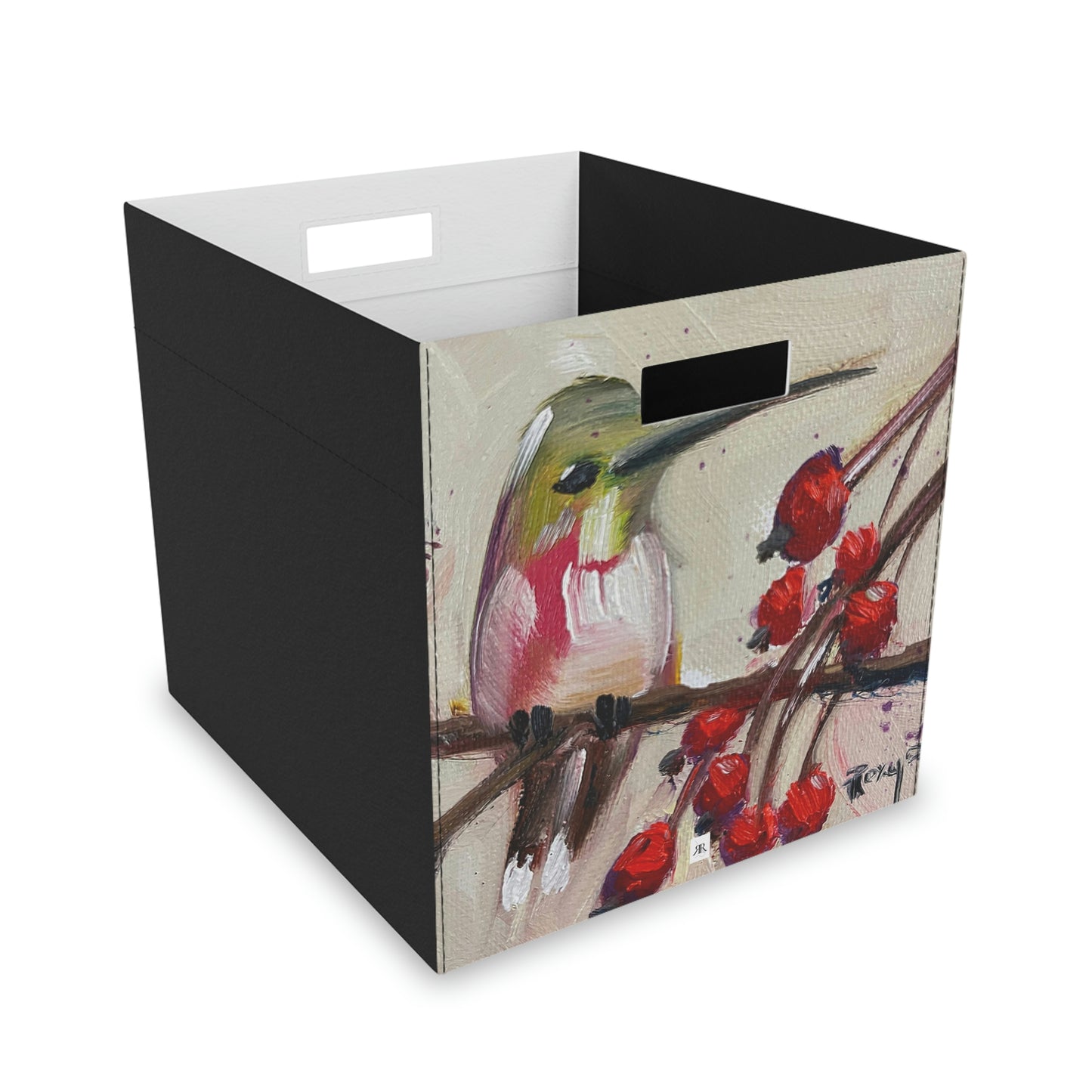 Hummingbird with Berries Felt Storage Box