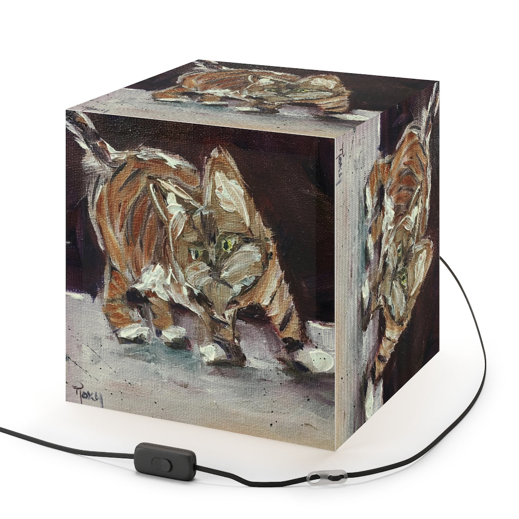 "Toulouse" Tabby Kitten Cube Lamp