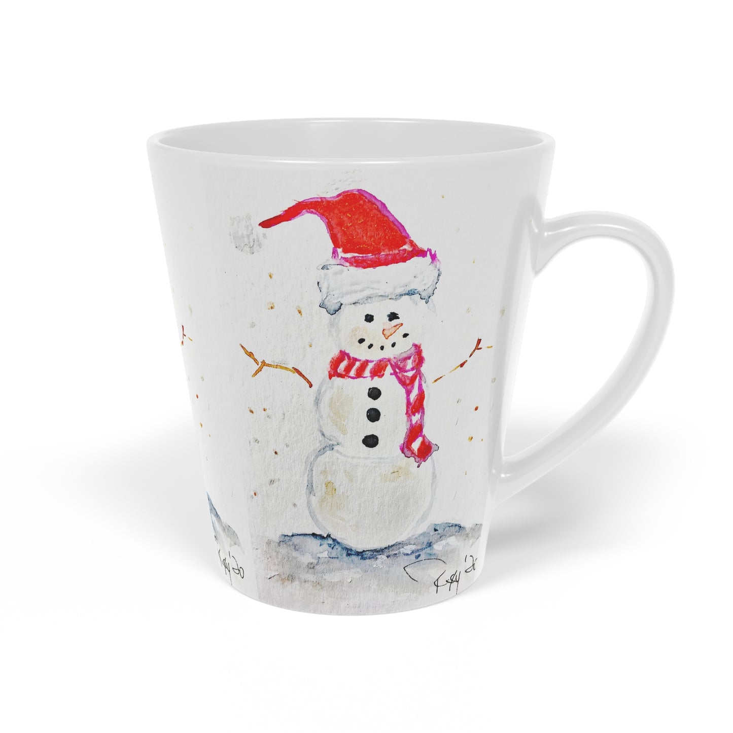 Taza de café con leche de muñeco de nieve, 12 oz