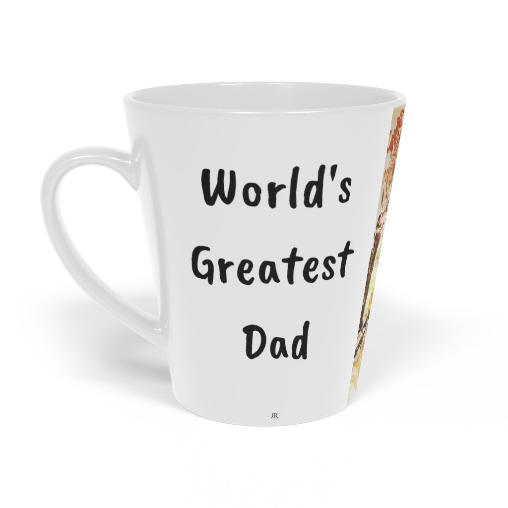 Father's Day Mug "World's Greatest Dad" with Original Patriotic Watercolor Landscape painting and American Flag printed on it. 12oz