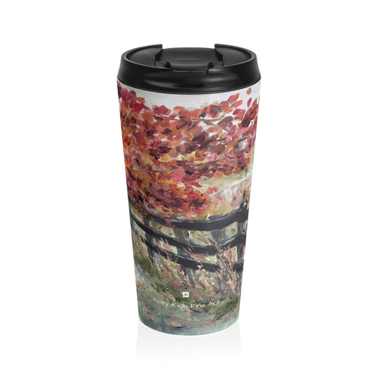 The Rickety Fence Cotswolds Autumn Lane Tasse de voyage en acier inoxydable