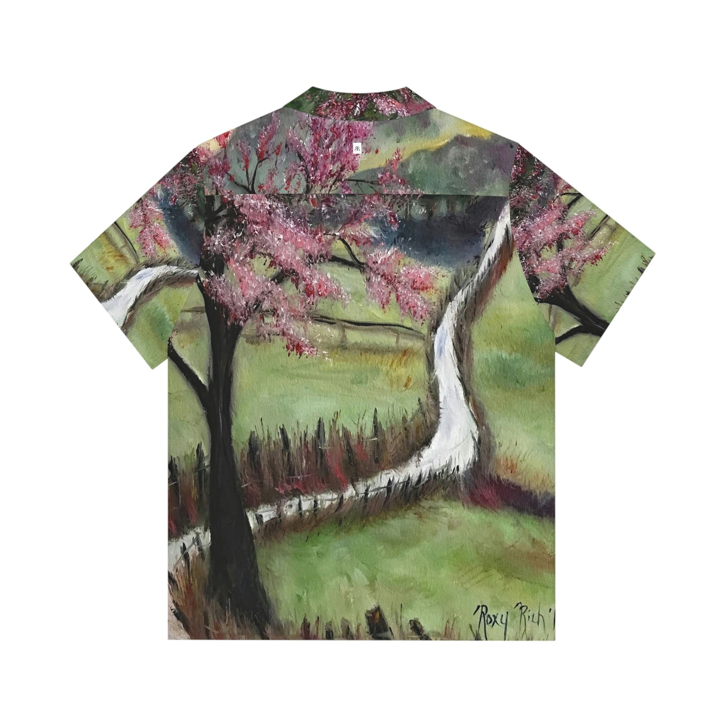 Cherry Blossom Original Cotswolds Oil Landscape Men's Hawaiian Shirt