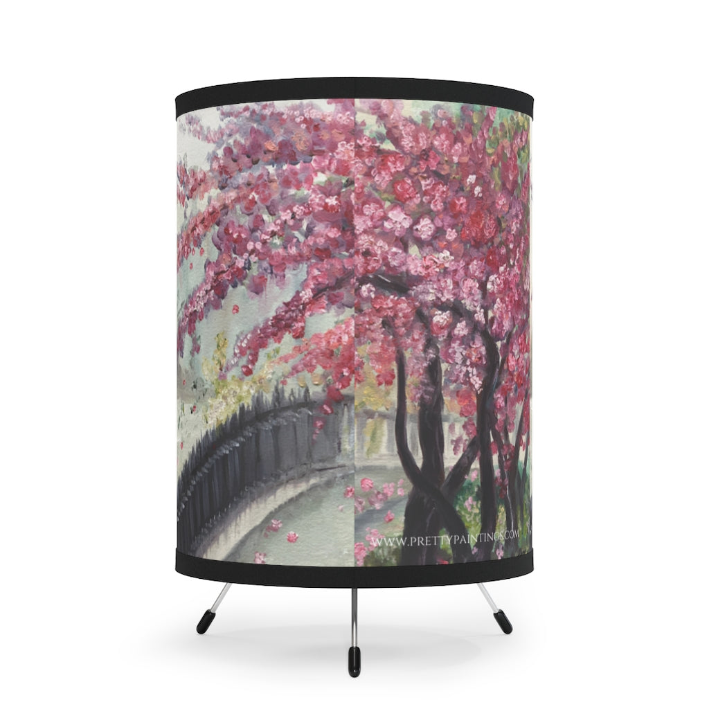 April in Paris Cherry Blossoms Tripod Lamp