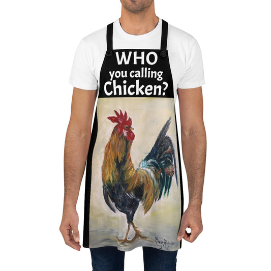Pintura original de gallo ¿A quién llamas pollo? dicho divertido Arte impreso en delantal negro