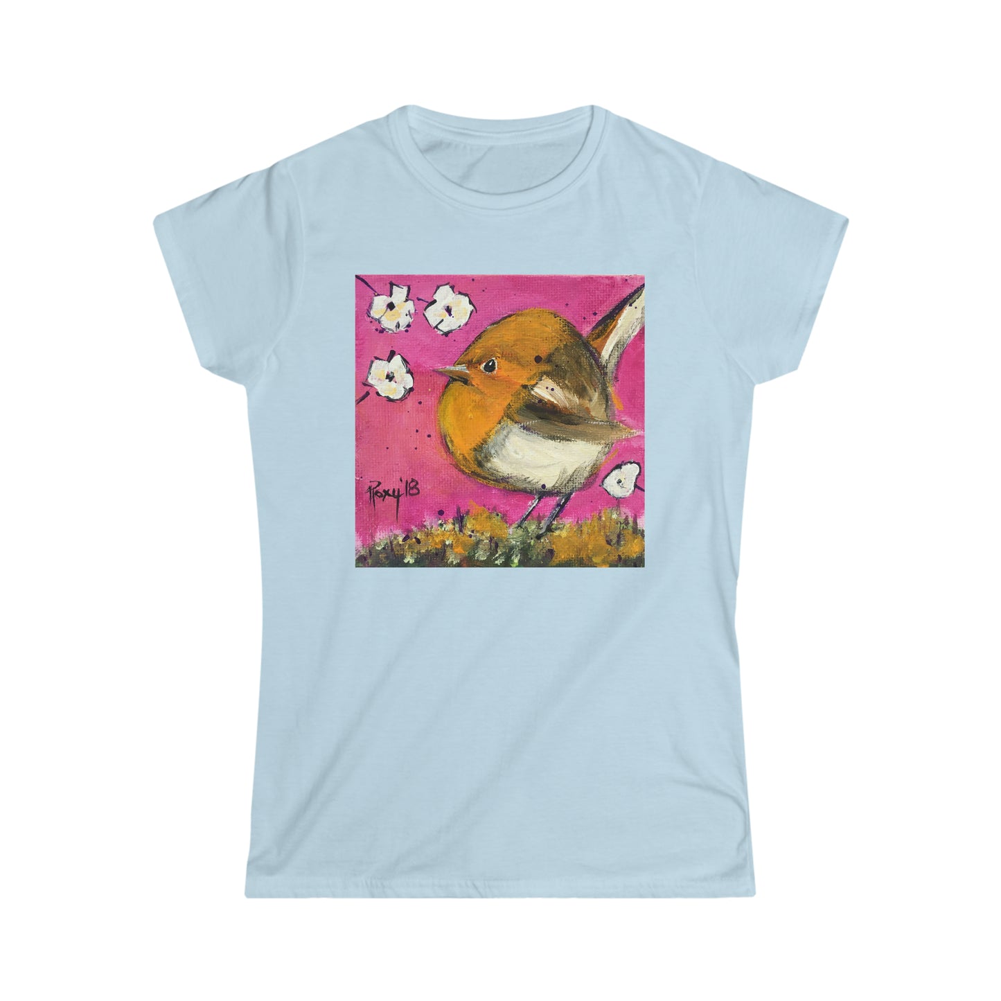 Whimsical Wren Bird Women's Softstyle  Semi-Fitted Tee