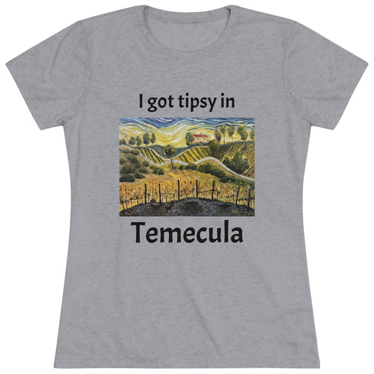 Me emborraché en Temecula Camiseta Triblend ajustada para mujer Temecula camiseta souvenir "Sunset at the Villa" Bodega GBV