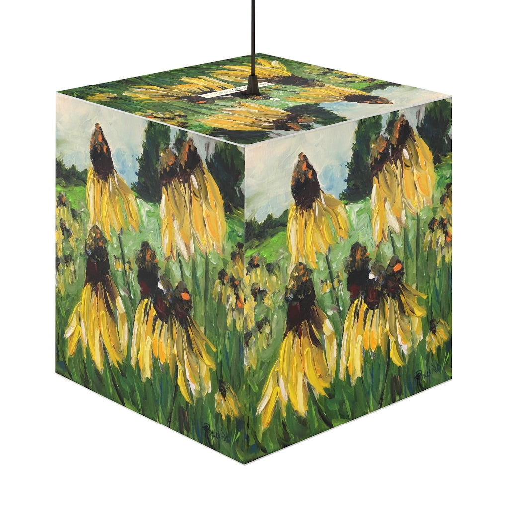 Yellow Coneflowers Cube Lamp