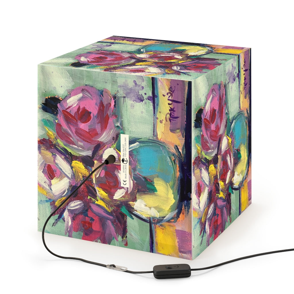 "Shabby Pink Roses" Cube Lamp