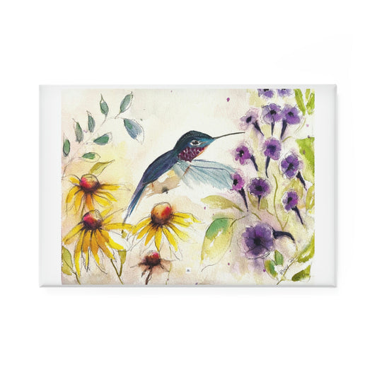 Aimant bouton Colibri heureux, rectangulaire