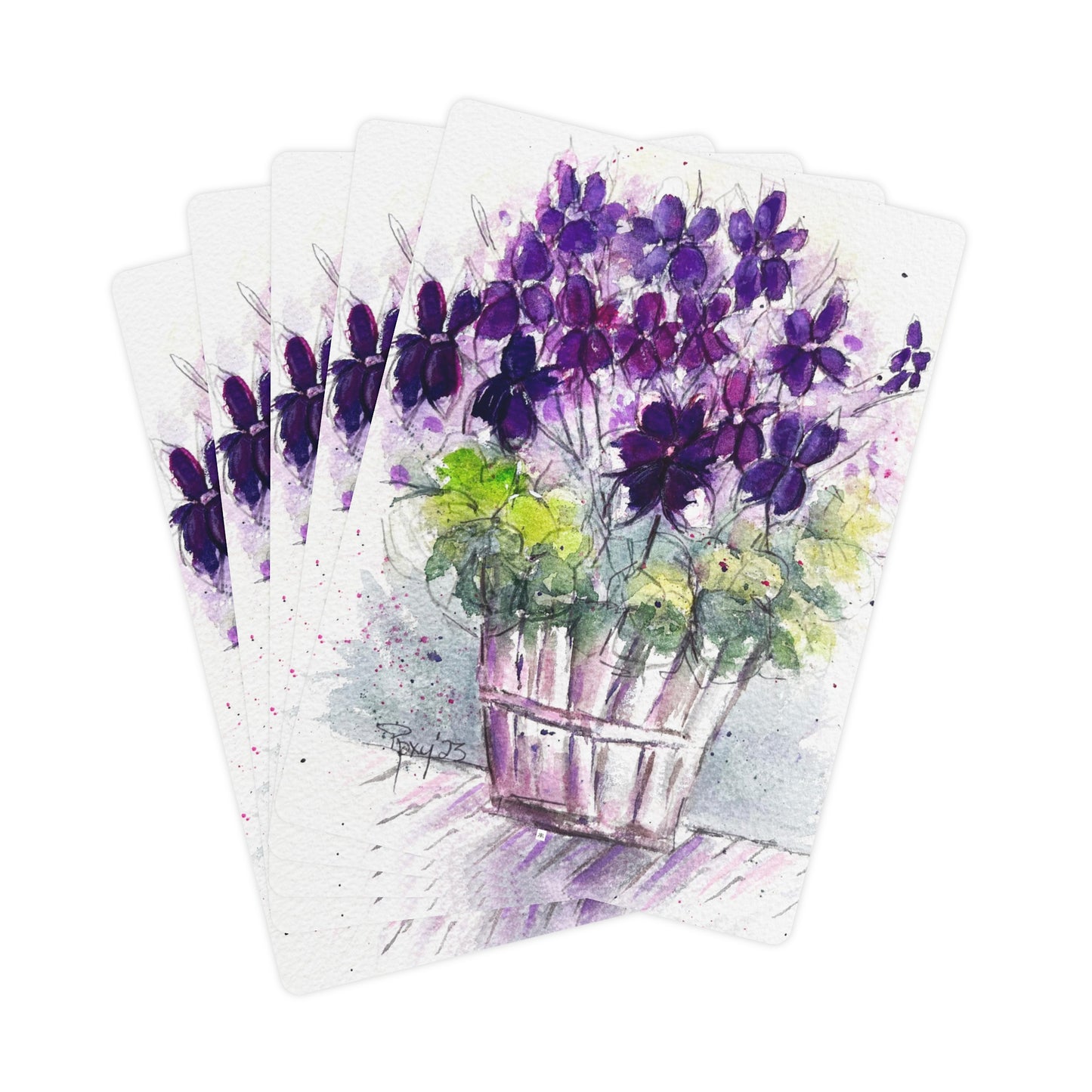 Purple Ivy Geraniums in a Basket Poker Cards/Playing Cards