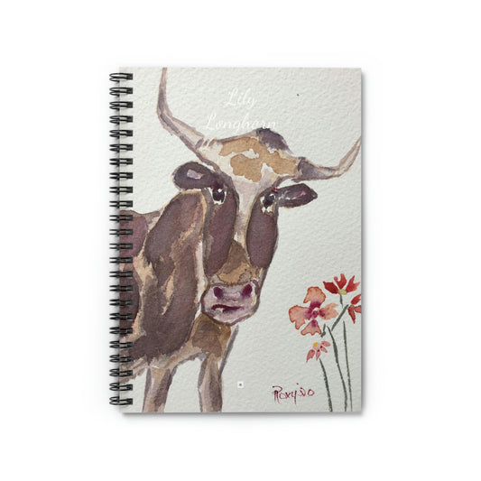 Lily Longhorn: pintura caprichosa de vaca Cuaderno de espiral