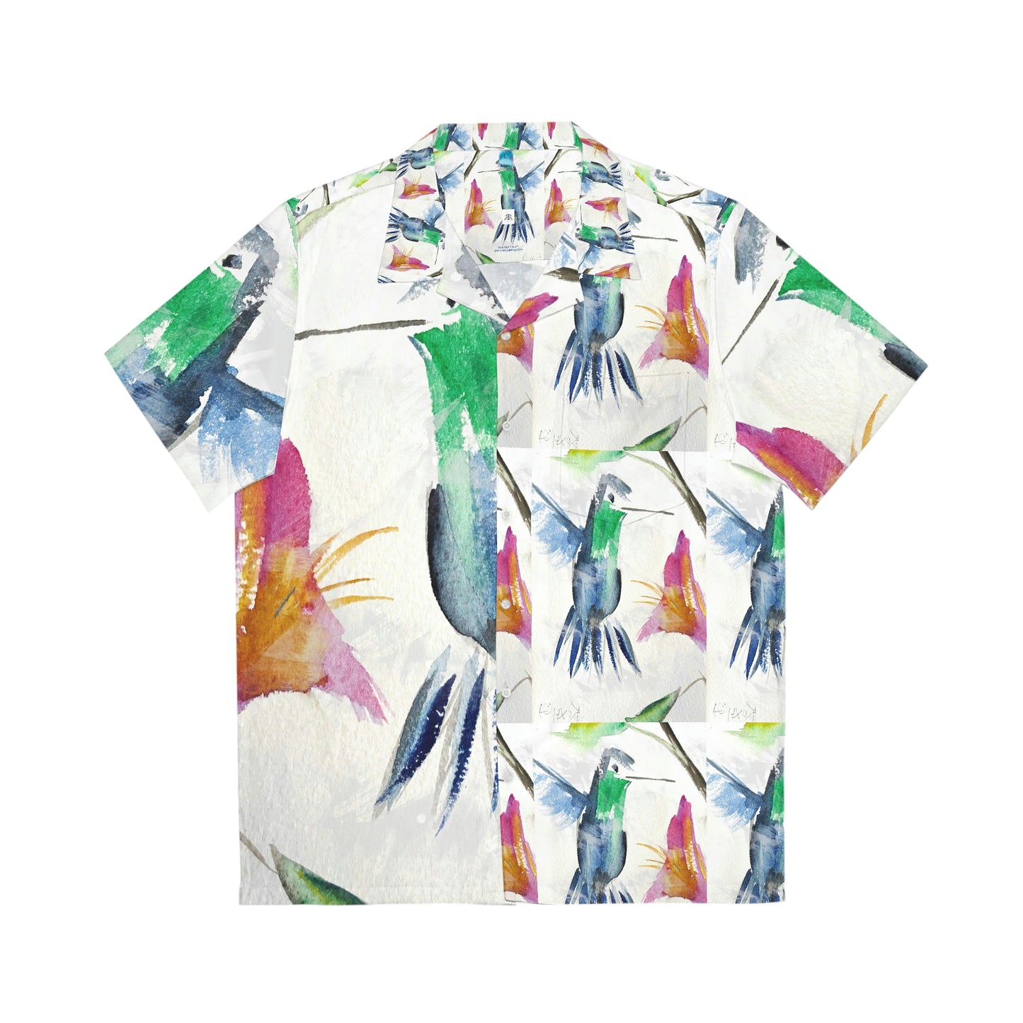 Floaty Blue Hummingbird Men's Hawaiian Shirt