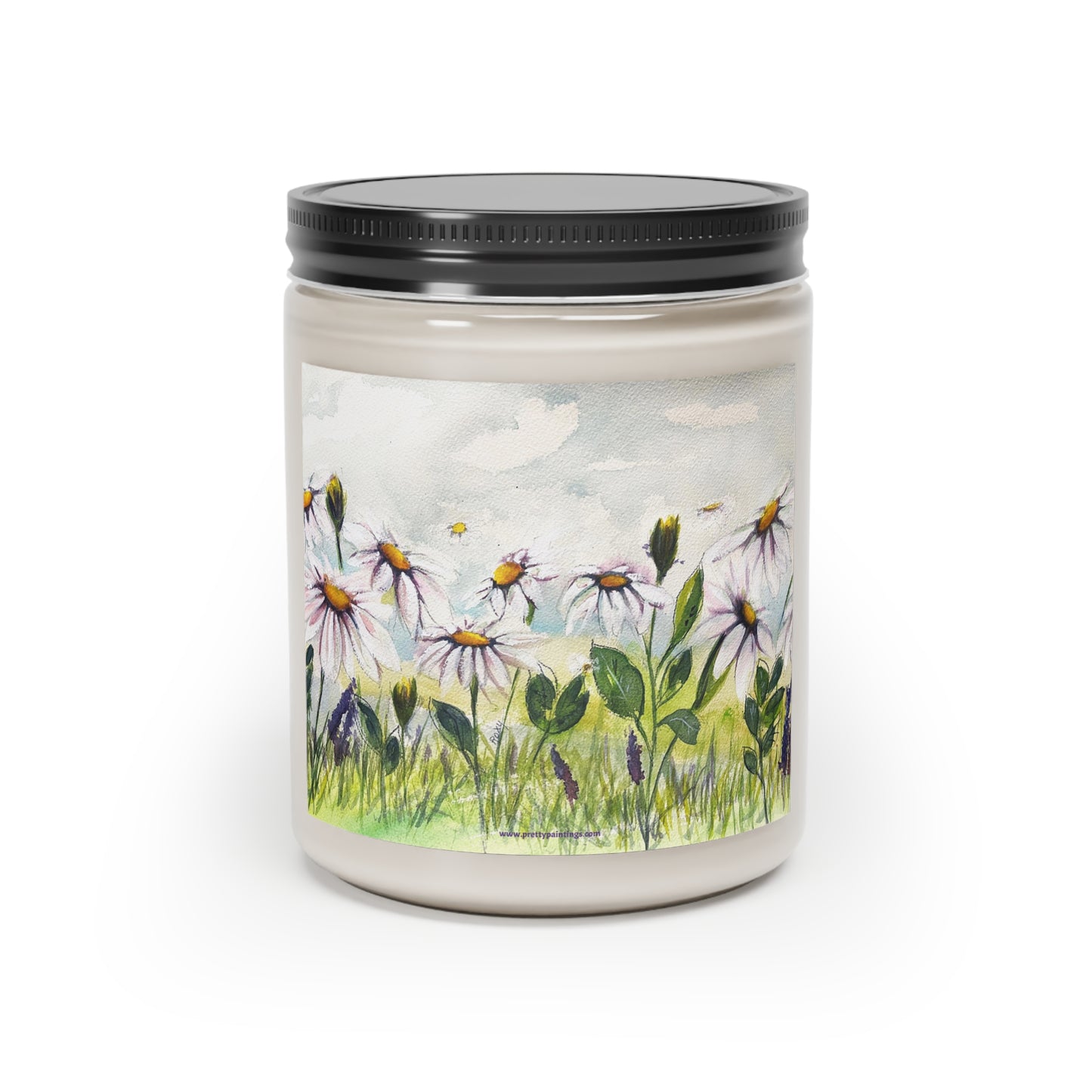 Daisy Meadow Loose Floral Watercolor Candle