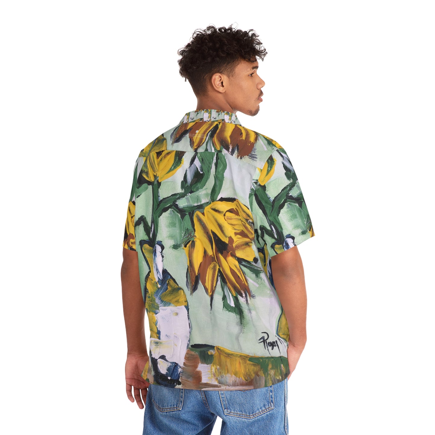 Sunflowers in a White Vase Men's Hawaiian Shirt