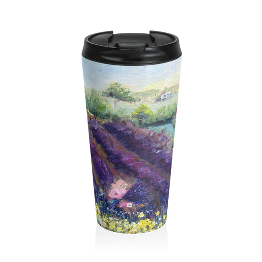 Taza de viaje de acero inoxidable Provenza (paisaje francés)