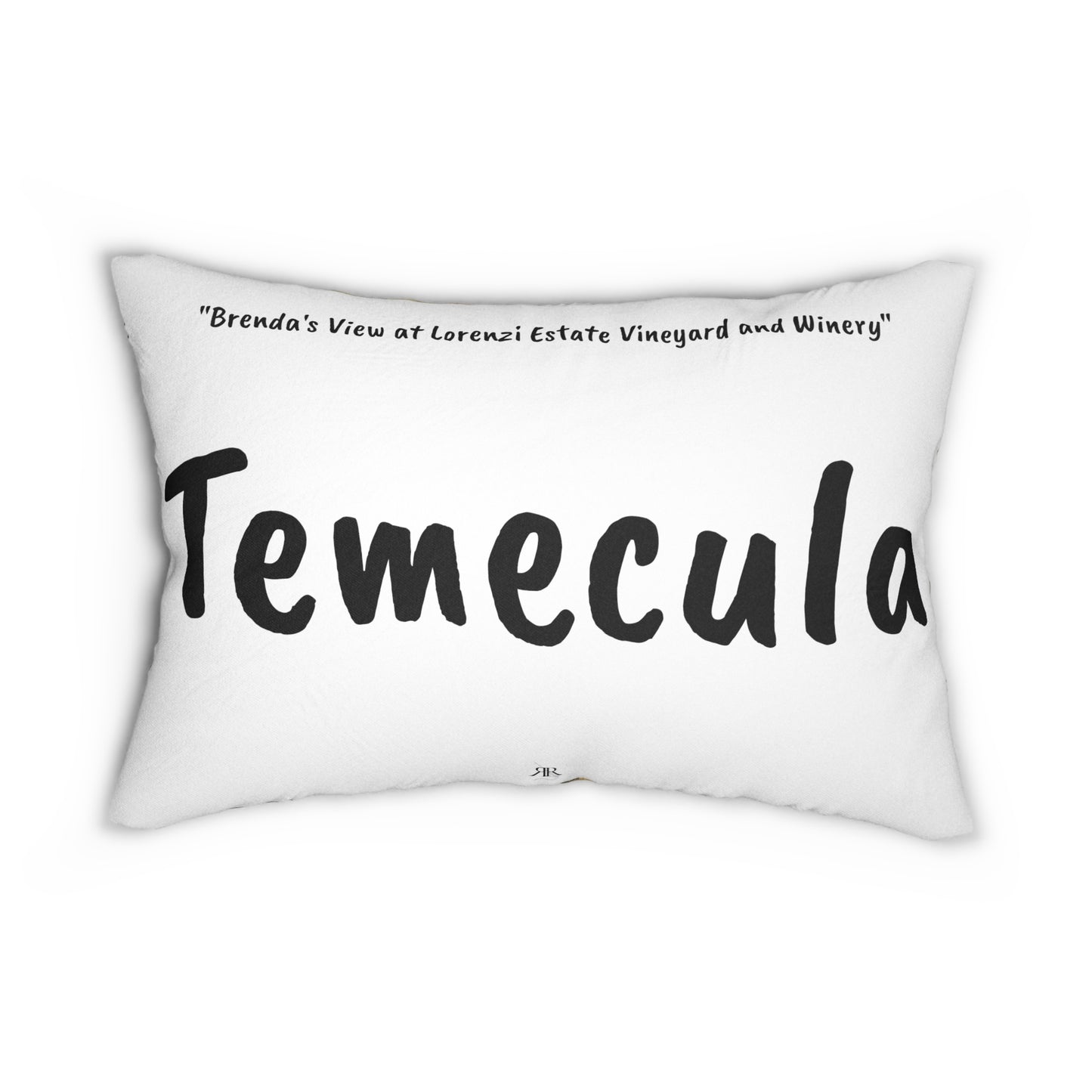 Temecula Lumbar Pillow featuring "Brenda's View at Lorenzi Estate" painting and "Temecula"