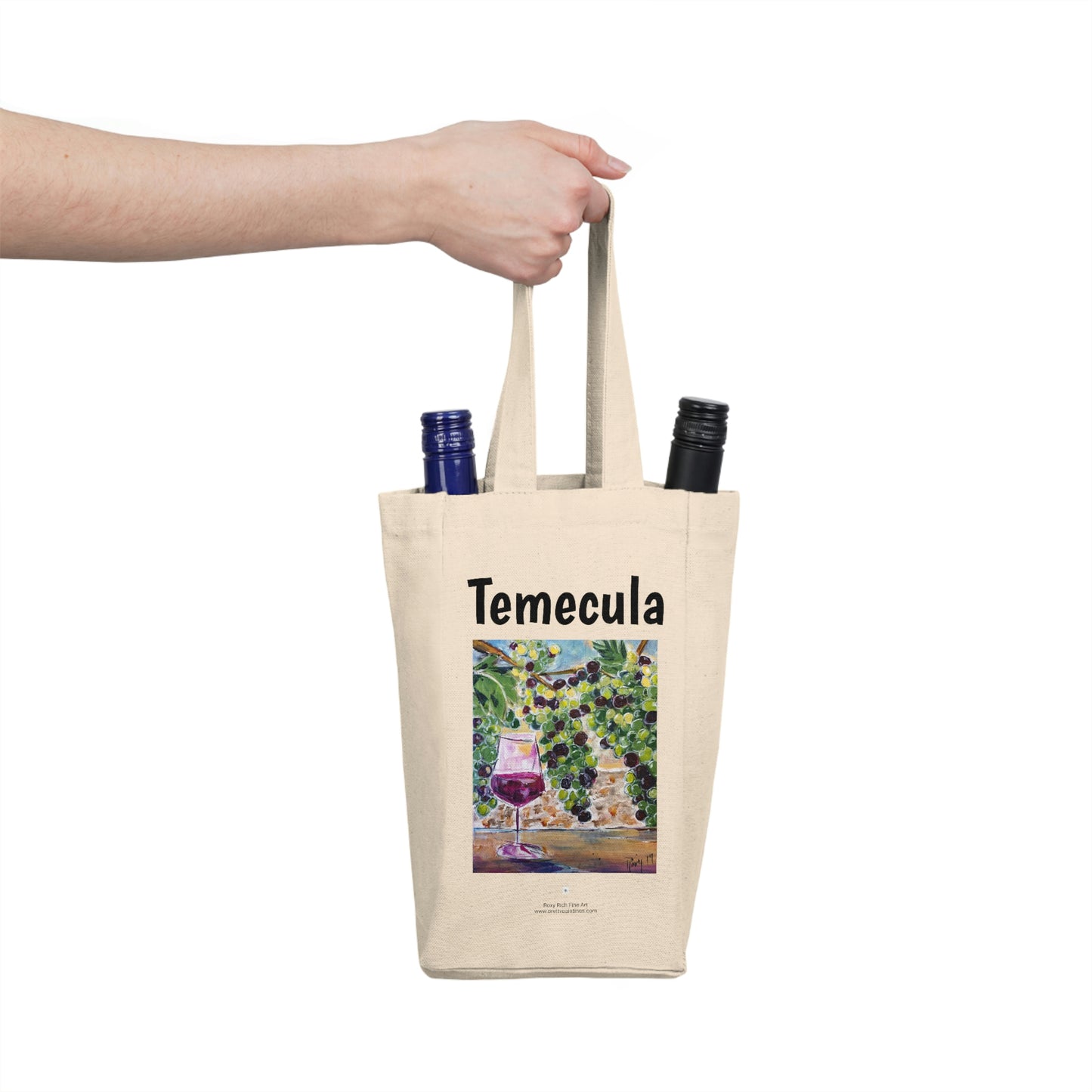 Temecula Double Wine Tote Bag con pintura "Summer Grapes"