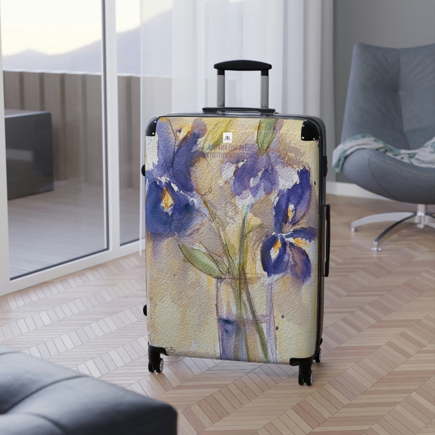 Purple Irises- Carry on Suitcase