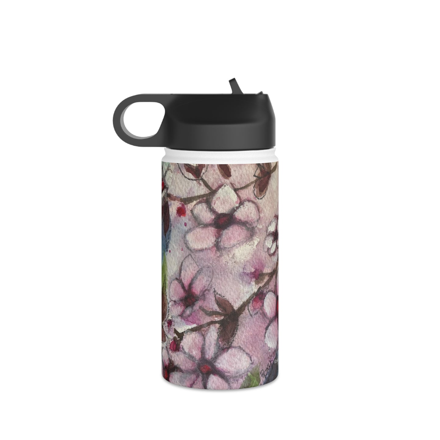 Hummingbird in Cherry Blossoms Stainless Steel Water Bottle, Standard Lid
