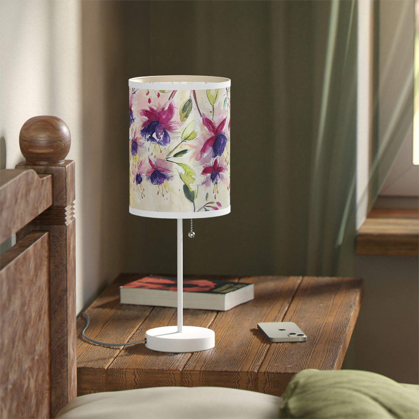 Fluffy Fuchsias Lamp on a Stand, US|CA plug