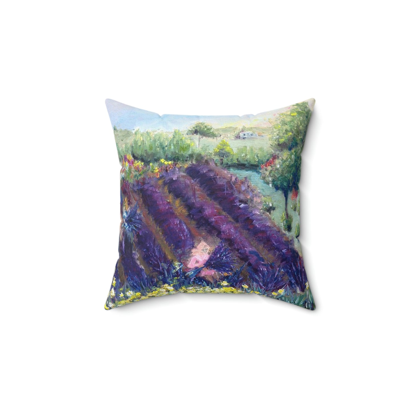 Oreiller carré d’intérieur en polyester filé Provence Lavender Farm