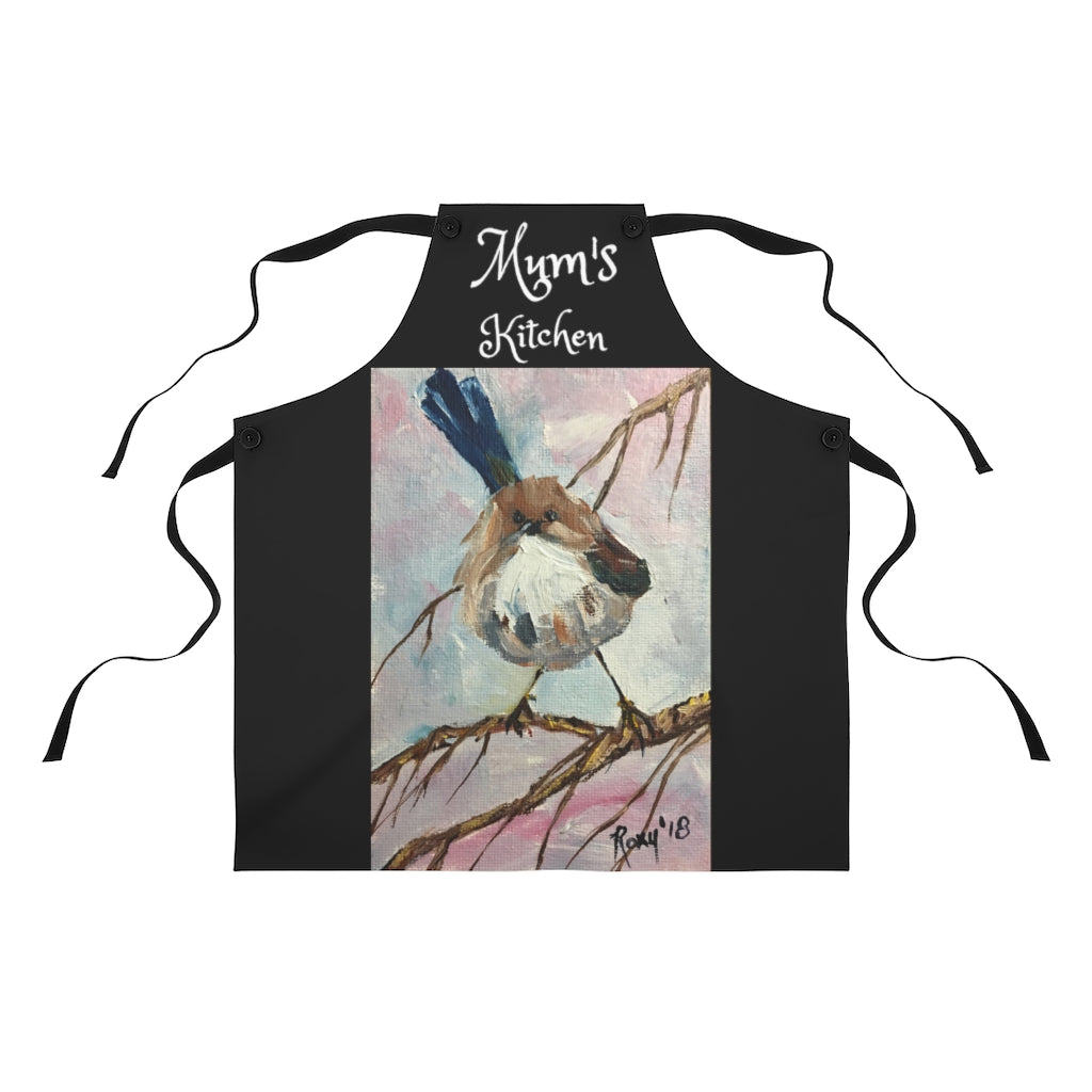 Mums Kitchen Apron  funny grumpy Aussie Fairy Wren  Painting Art Print Wearable Art