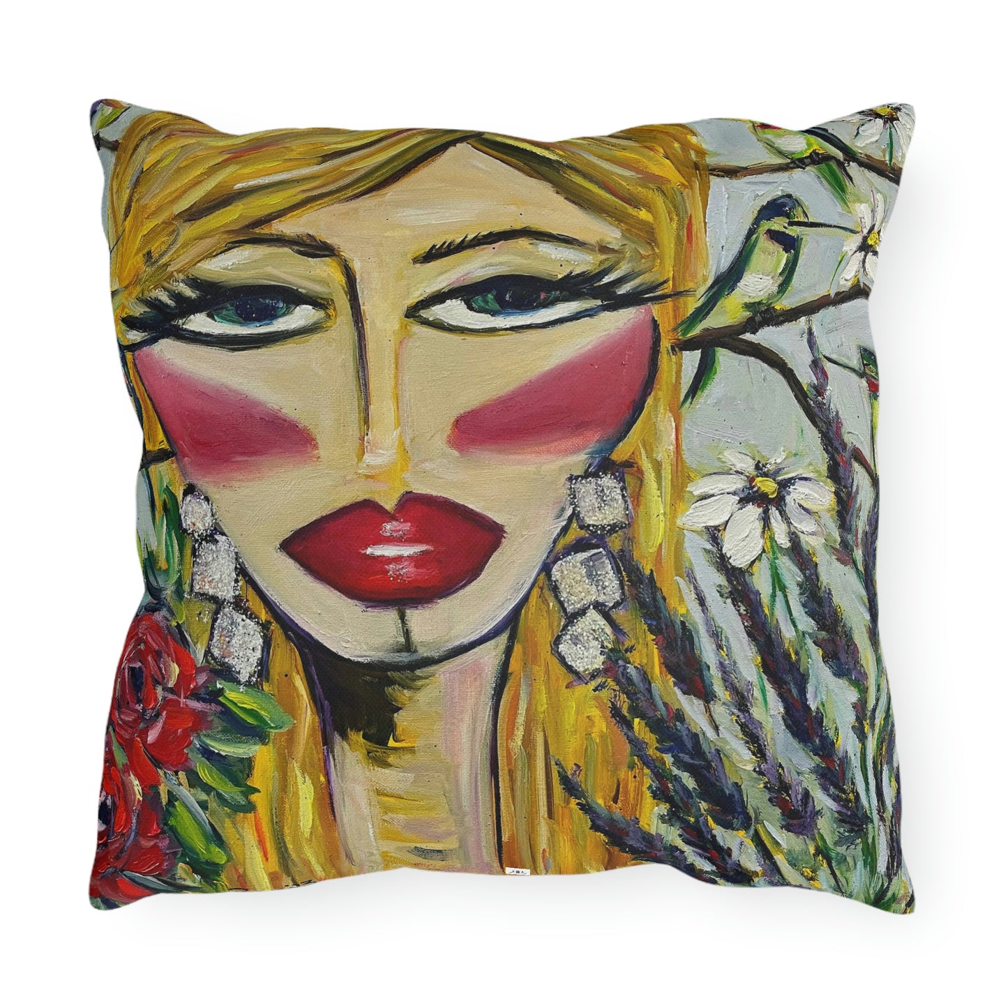 Hummingbird Lady Outdoor Pillows