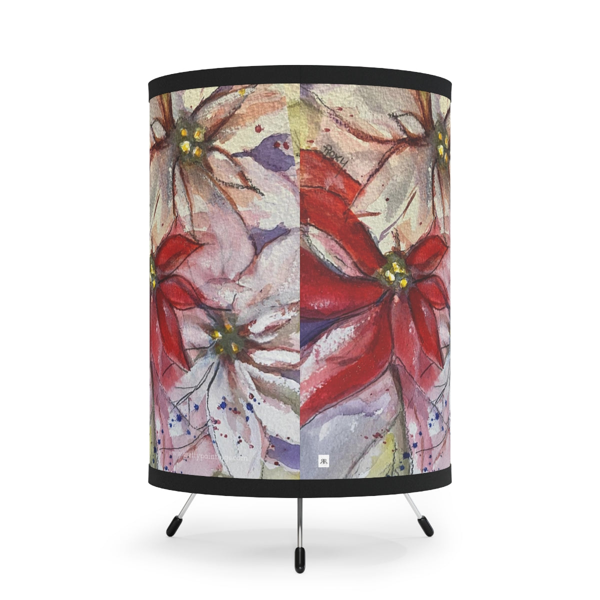 Red and White Poinsettias Tripod Lamp