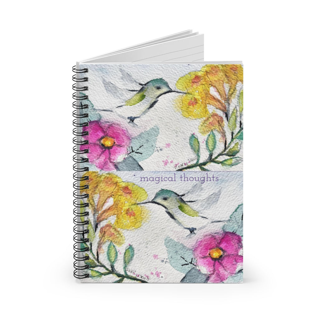 "Magical Thoughts" Hummingbird Garden  Spiral Notebook
