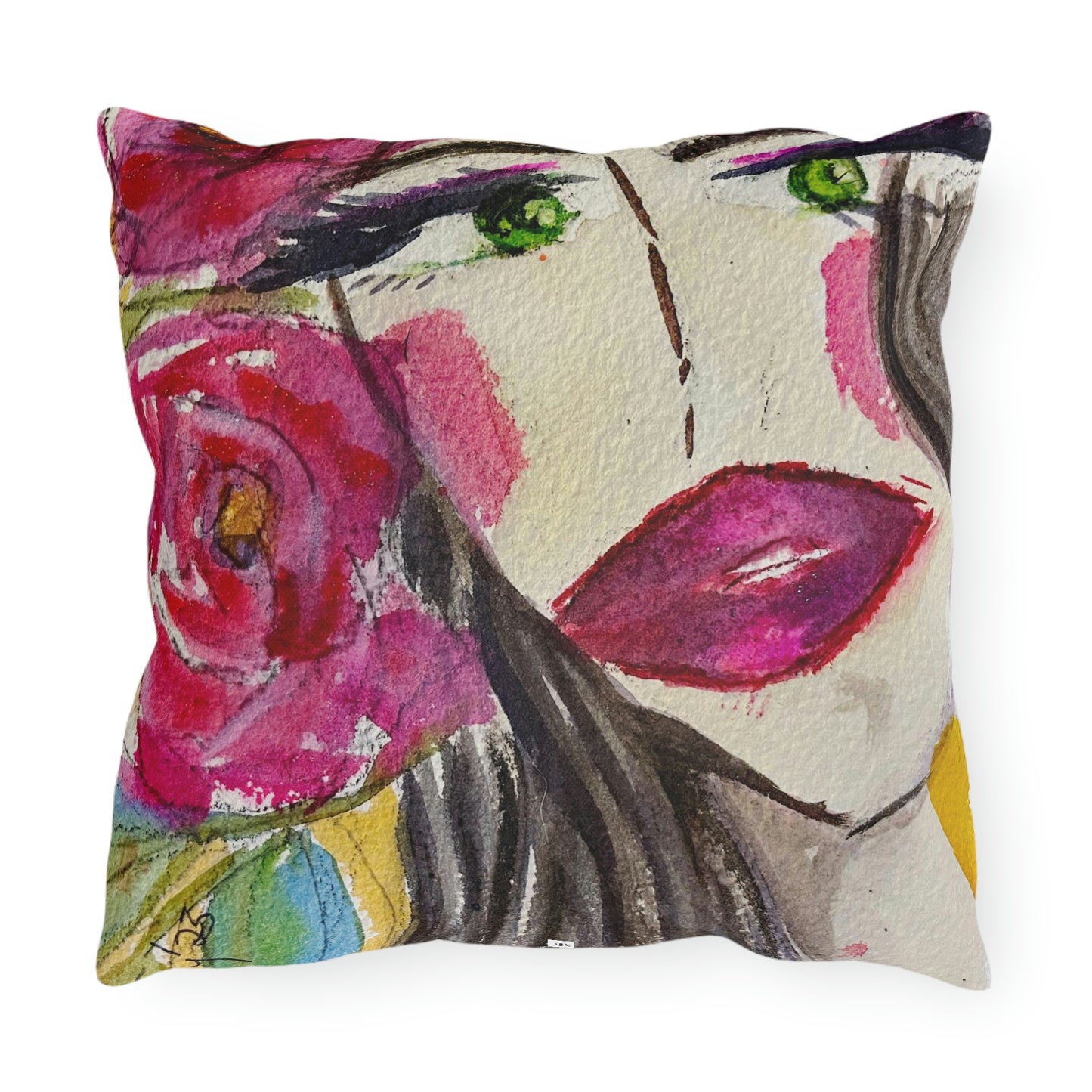 Pretty Brunette "Uh-huh"  Outdoor Pillows