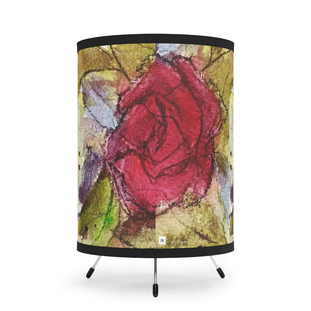Lampe trépied peinture Rose rouge