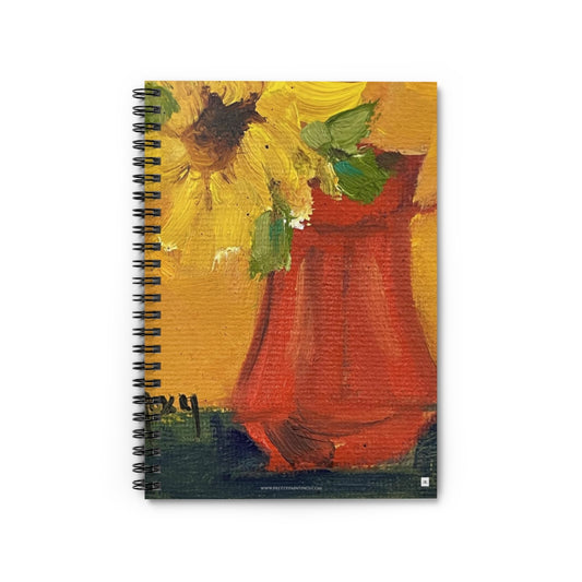 Girasol en una jarra roja Cuaderno de espiral