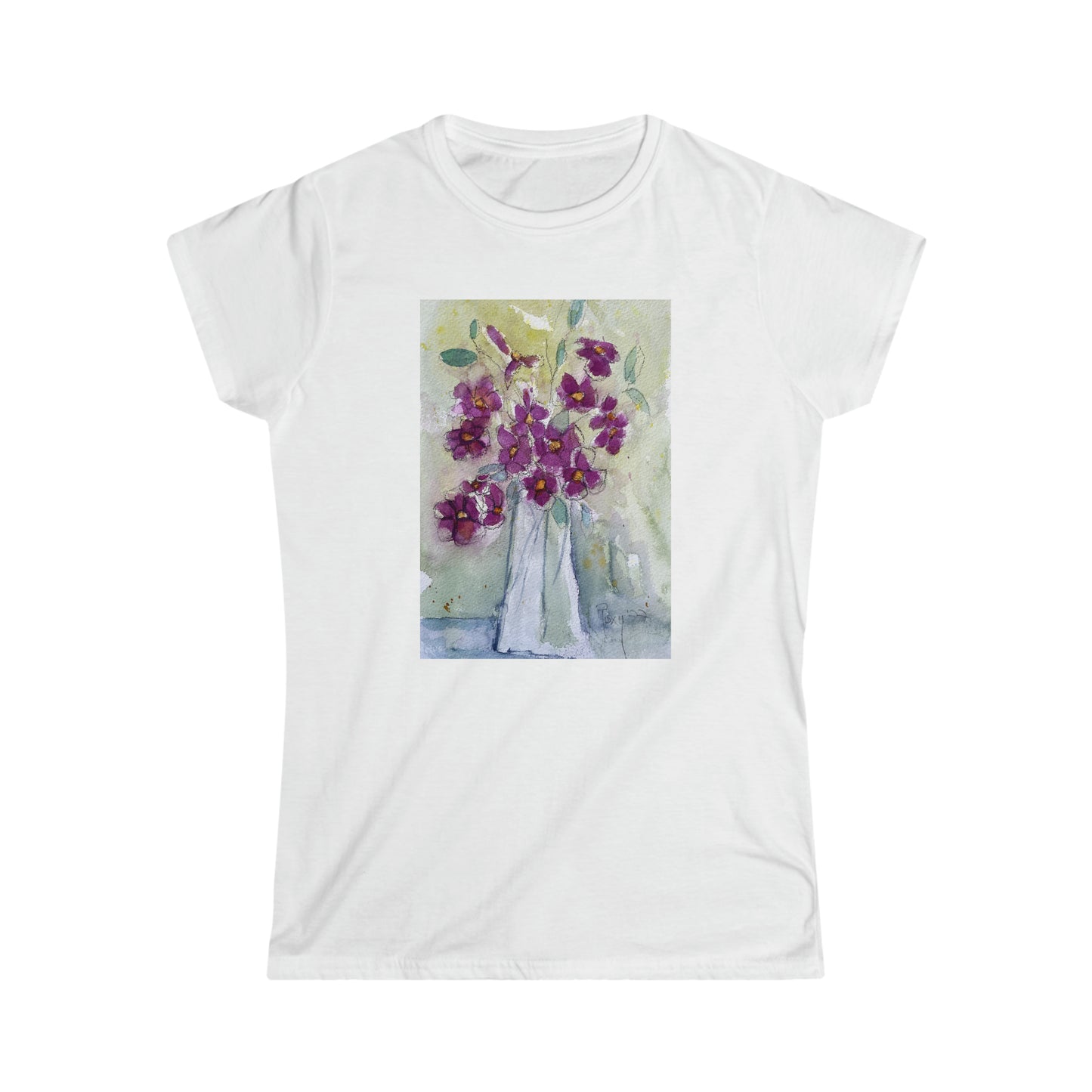 Pink Wildflowers Women's Softstyle  Semi-Fitted Tee