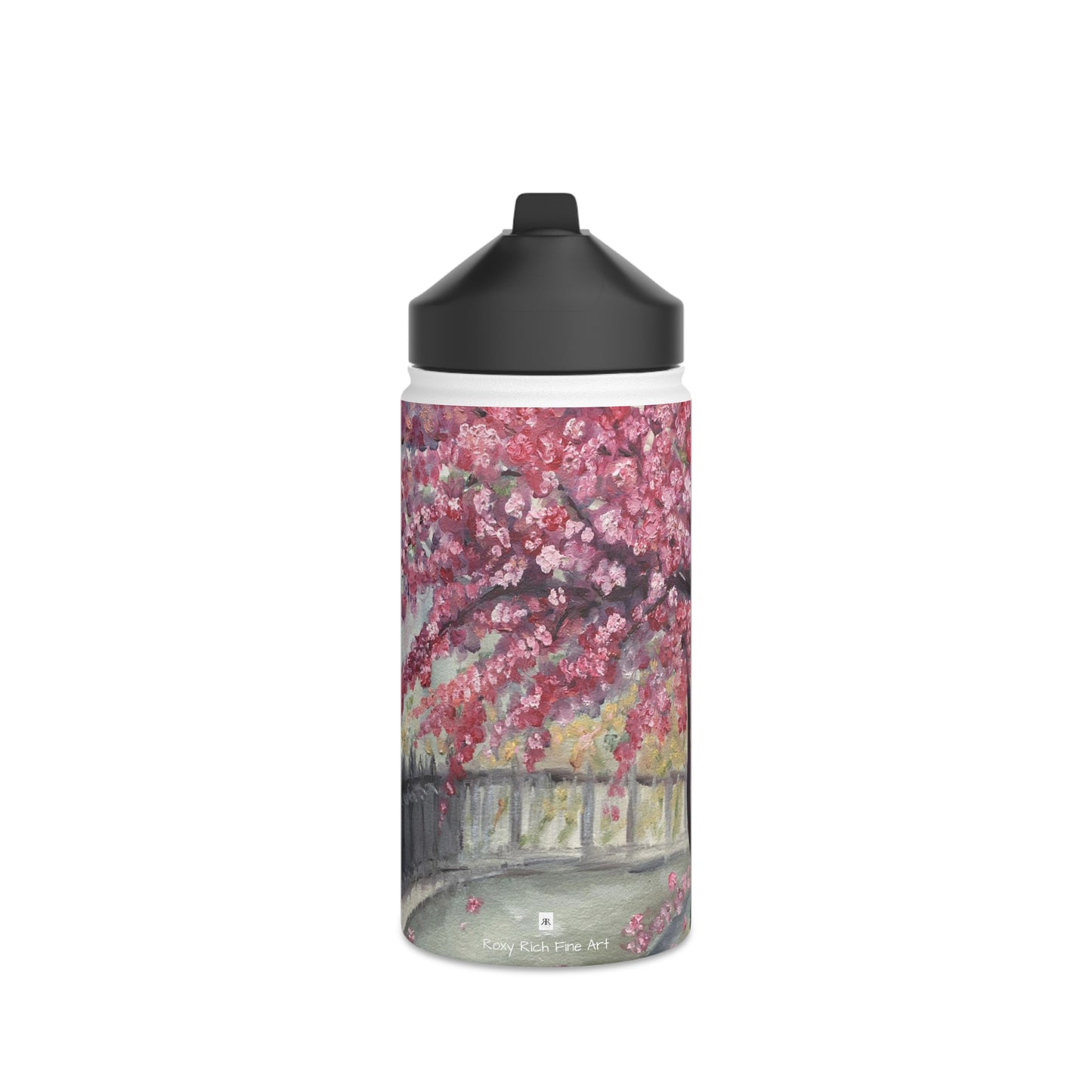 April in Paris Cherry Blossoms Stainless Steel Water Bottle, Standard Lid