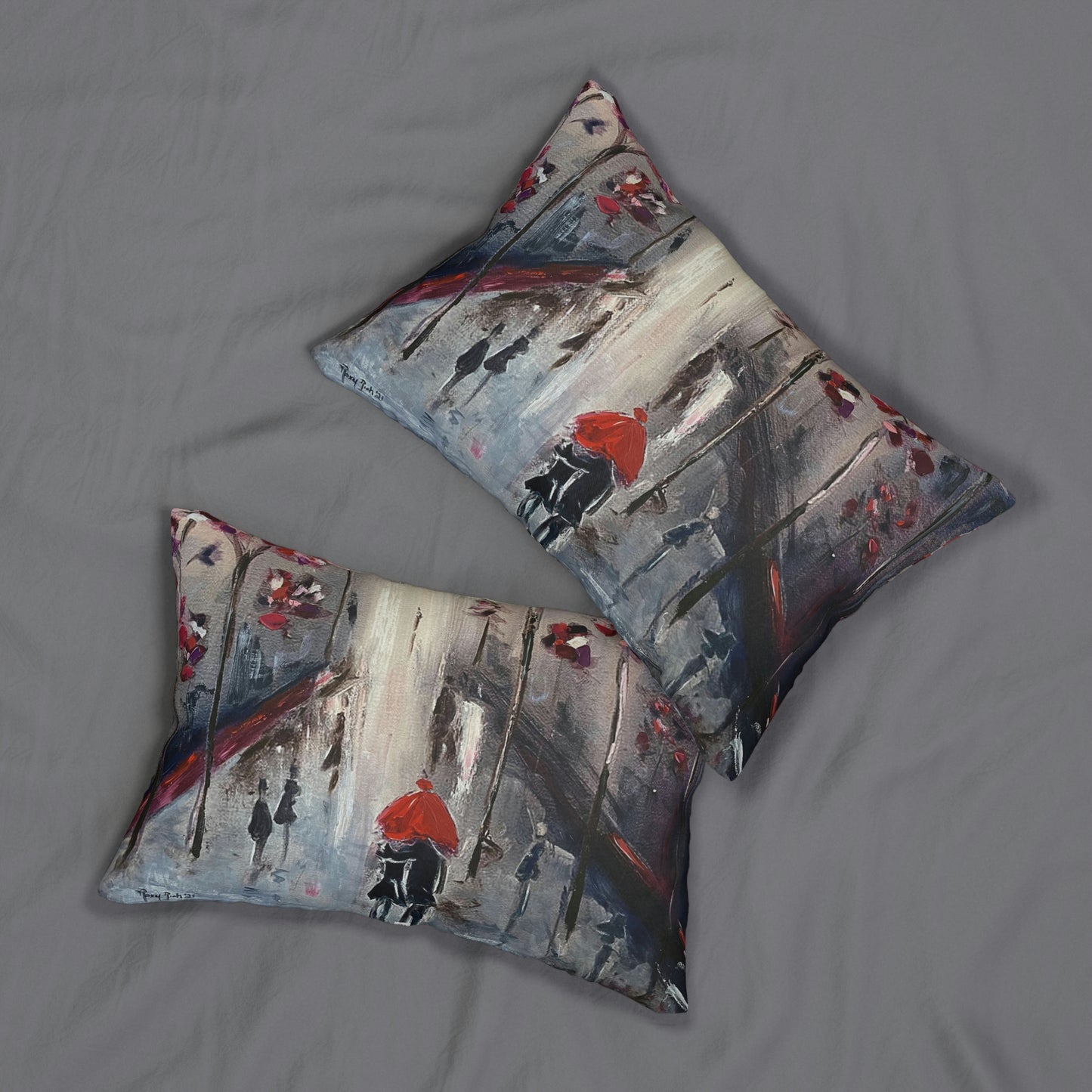 Romantic Couple "Strolling" Lumbar Pillow