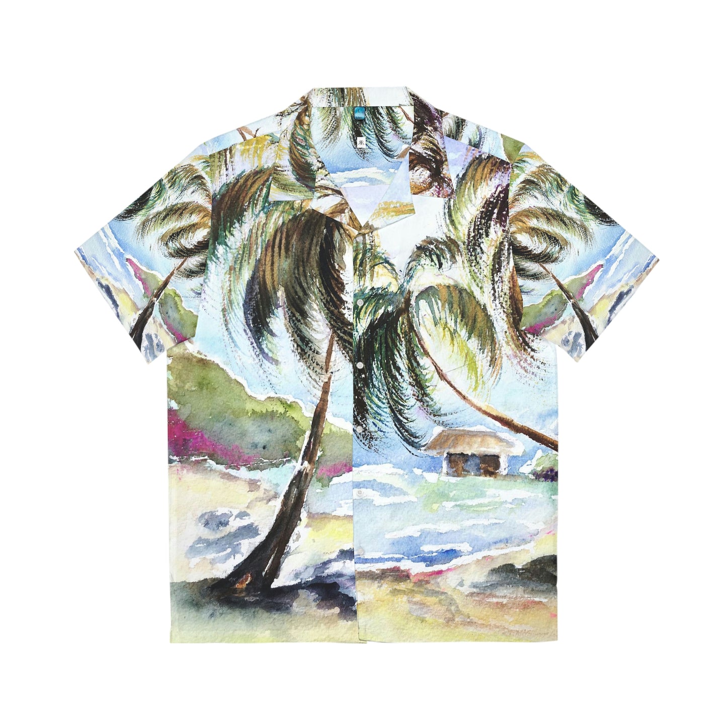 Hawaï attend des palmiers originaux paysage aquarelle hawaïen chemise hawaïenne pour hommes