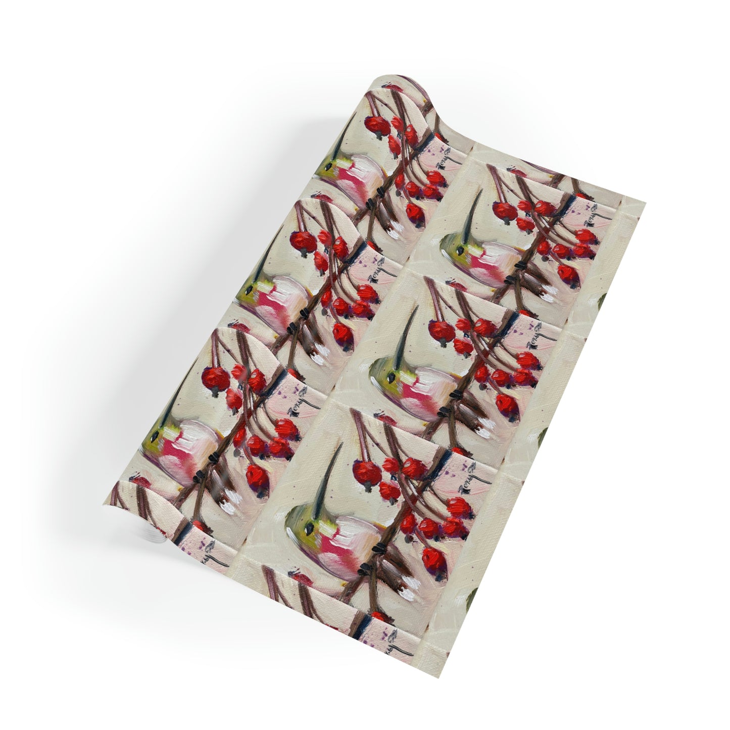 Hummingbird with Berries printed Gift Wrapping Paper Rolls, 1pc