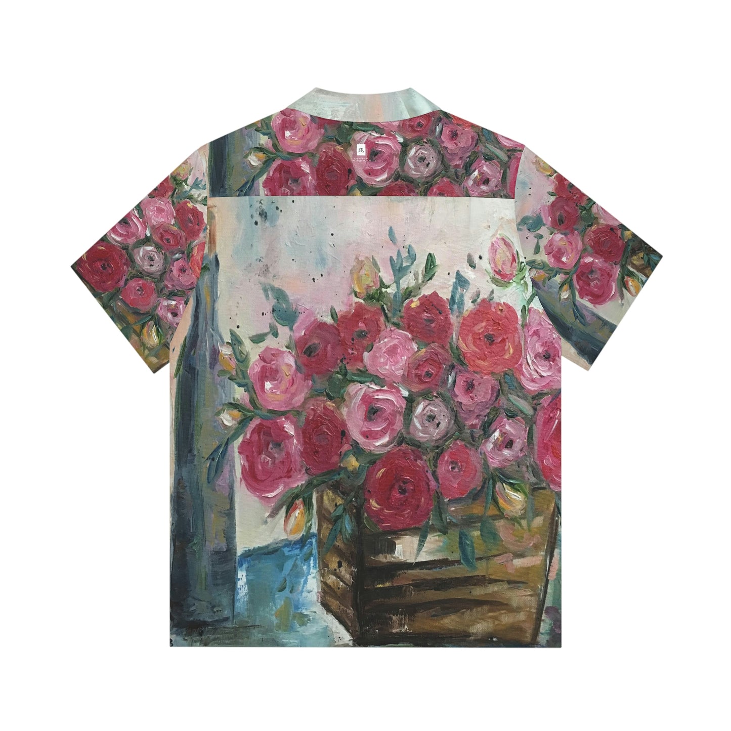 Wine and Ranunculas Original Oil Painting Flowers Men's Hawaiian Shirt