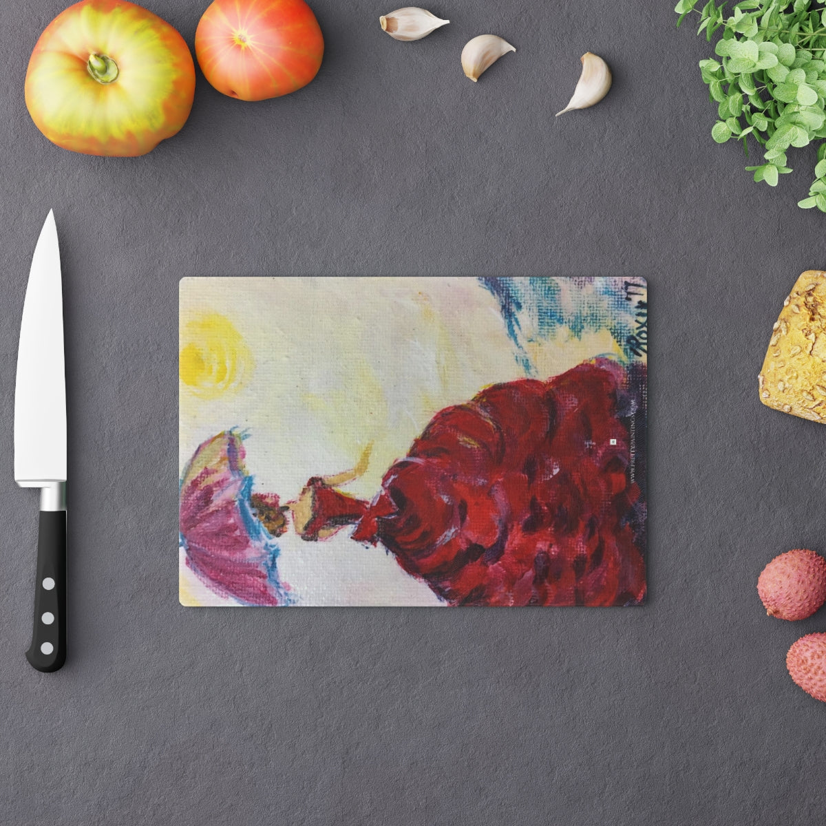 Elegant Lady with an Umbrella Glass Cutting Board