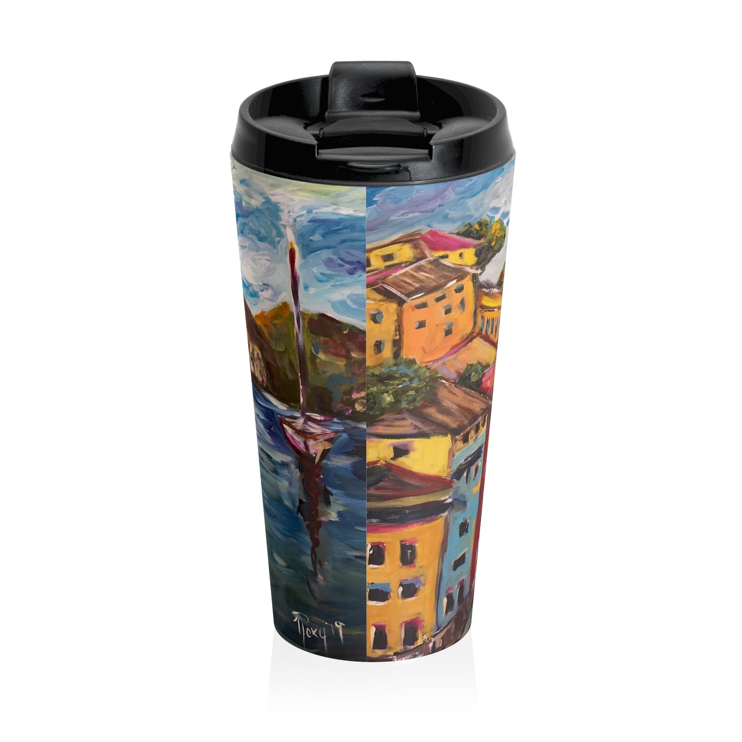 Portofino Harbour Italie Tasse de voyage en acier inoxydable