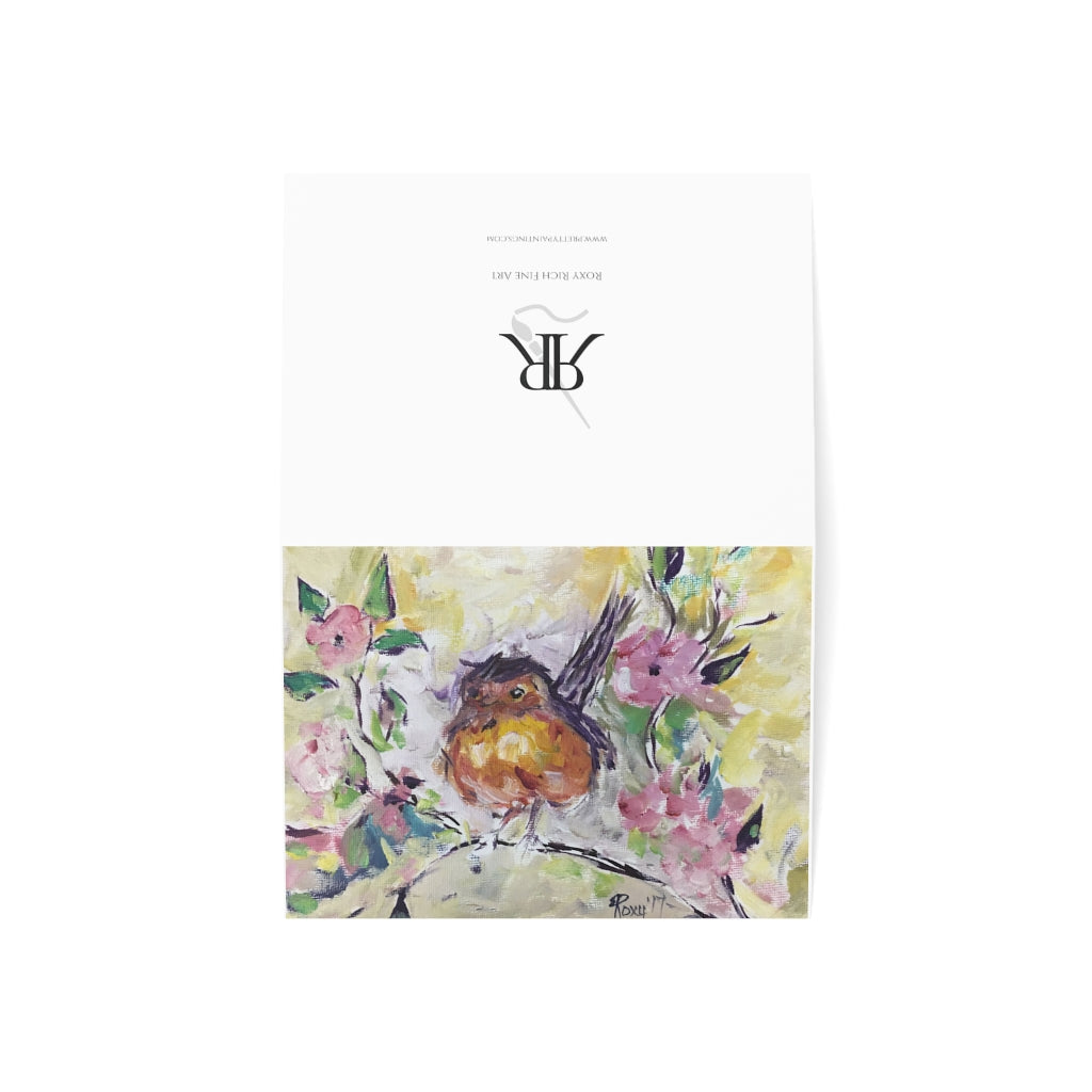 Robin in Cherry Blossoms Folded Greeting Cards