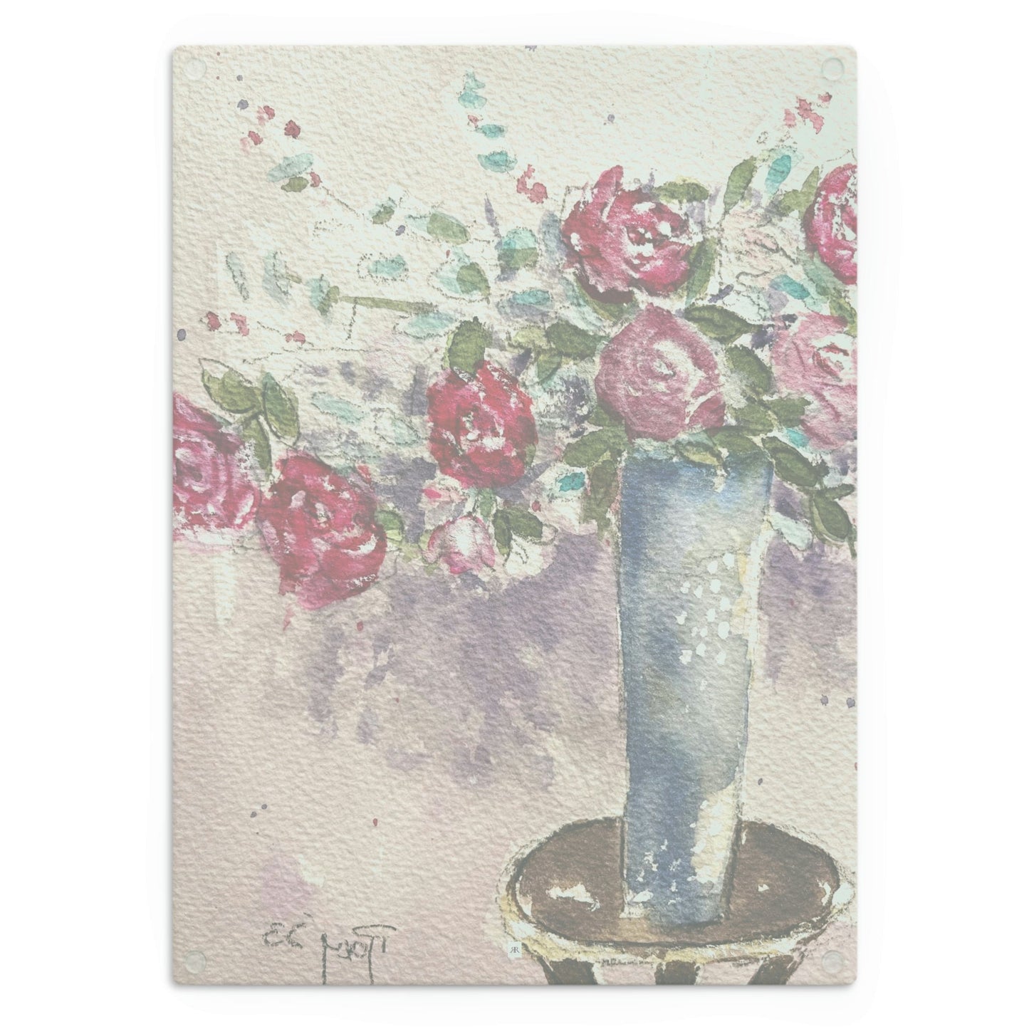 Roses in the Foyer Glass Cutting Board