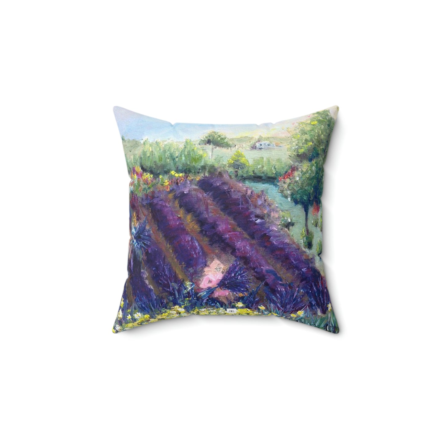 Almohada cuadrada de poliéster hilado para interiores de Provence Lavender Farm