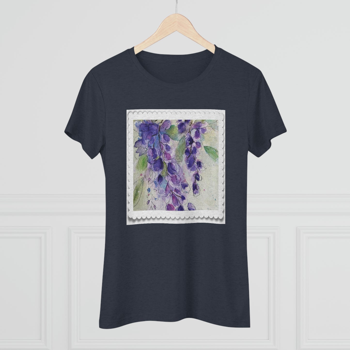 Wisteria Loose Floral Acuarela Camiseta Triblend ajustada para mujer