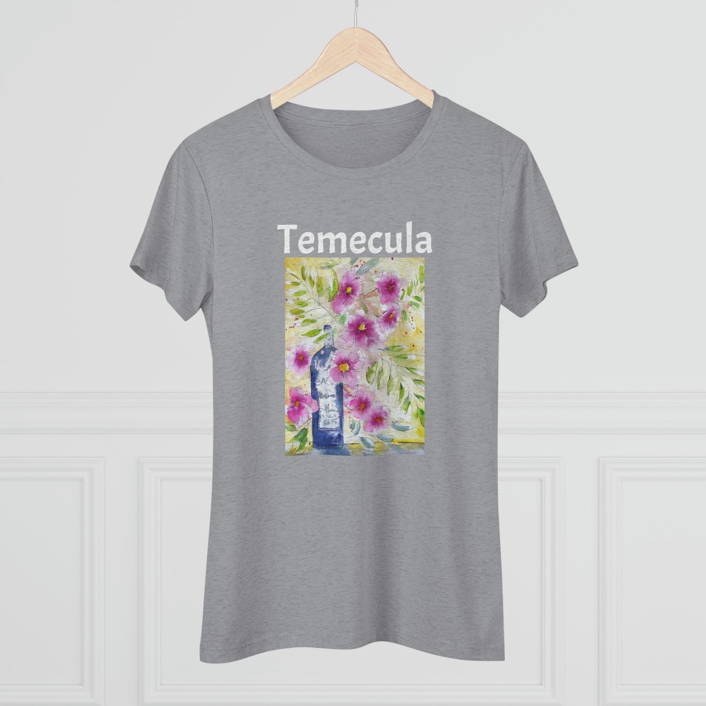 Temecula Women's fitted Triblend Tee Temecula tee shirt souvenir "Bottle and Blooms"